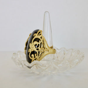 Glow by Sheila Fajl Onyx 18K Brushed Gold Ring
